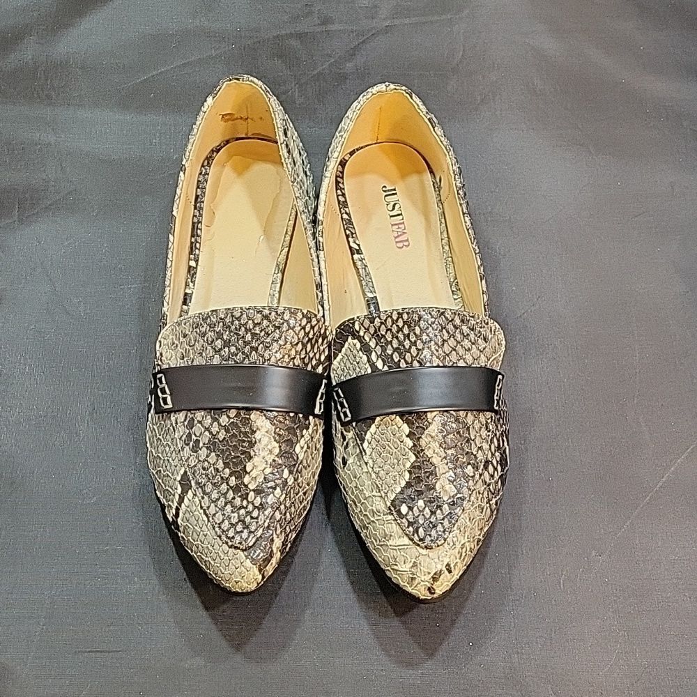 Justfab Snake Print Slip-On Pointed Toe Women's L… - image 3